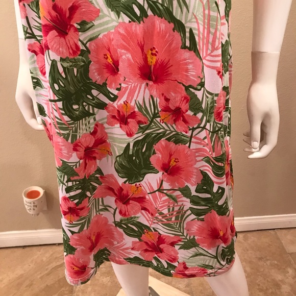 Rouge Pink Hibiscus Tank Dress Size 1X Summer Dress Mid Length - Picture 9 of 12